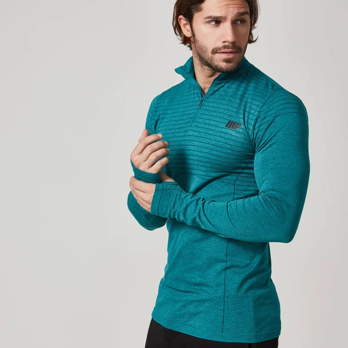 Myprotein Heren naadloze ¼ Zip Top - Zwart Mergel