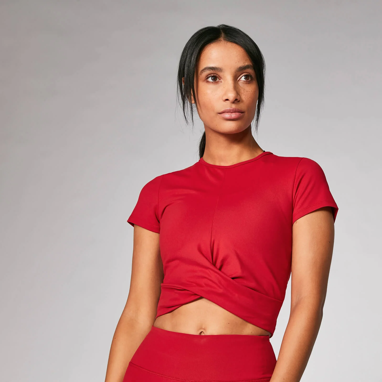 Power Short Sleeve Crop Top - Crimson - XS Afbeelding 1