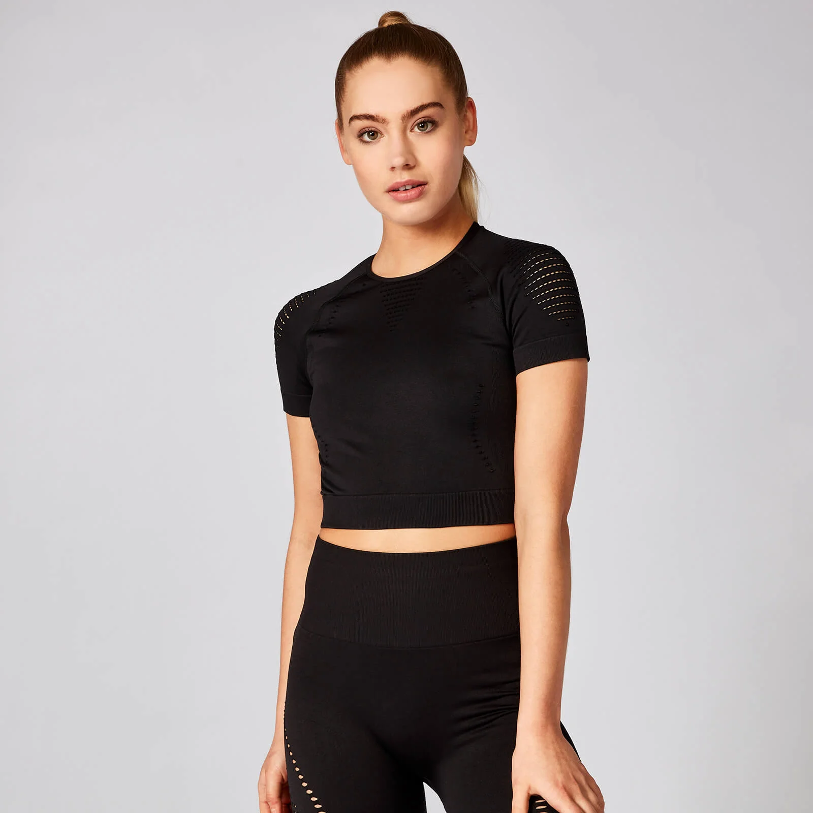 Shape Seamless Short-Sleeve Crop Top - Black - XS Afbeelding 1