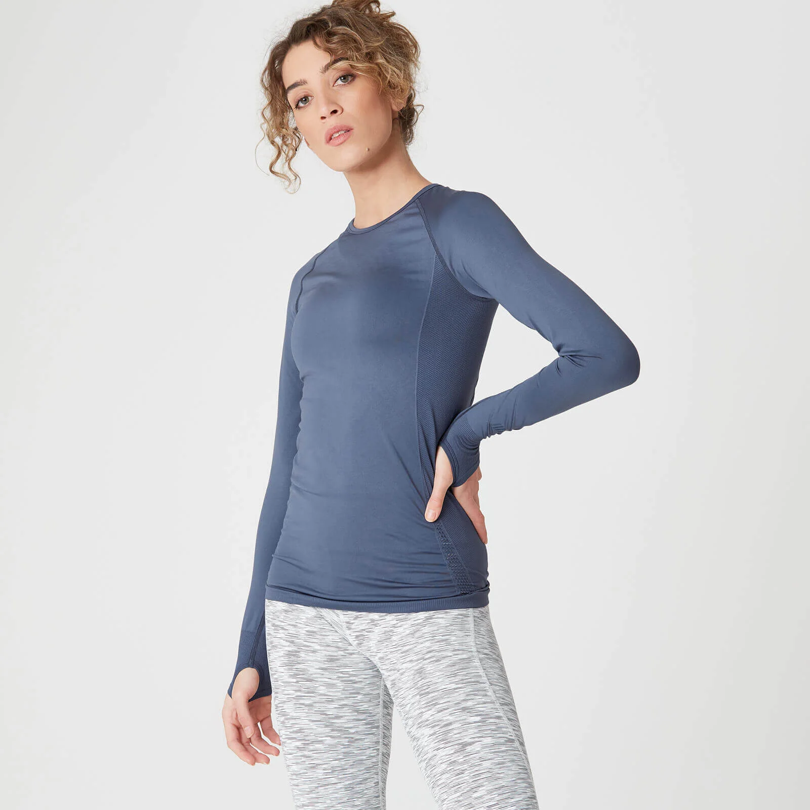 Shape Seamless Long-Sleeve Top – Donker Indigo - XS Afbeelding 1