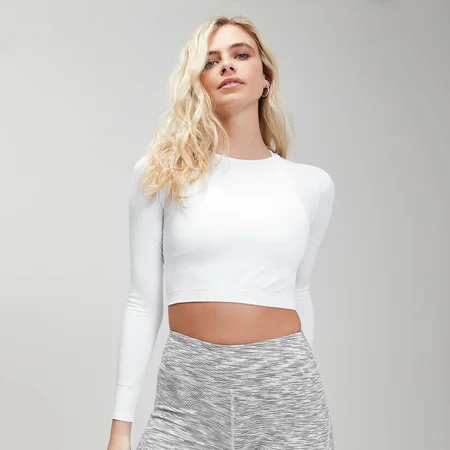 MP Shape naadloze crop top met ultralange mouwen voor dames - Wit