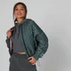 Oversized Quilted Bomber Jacket - Grey