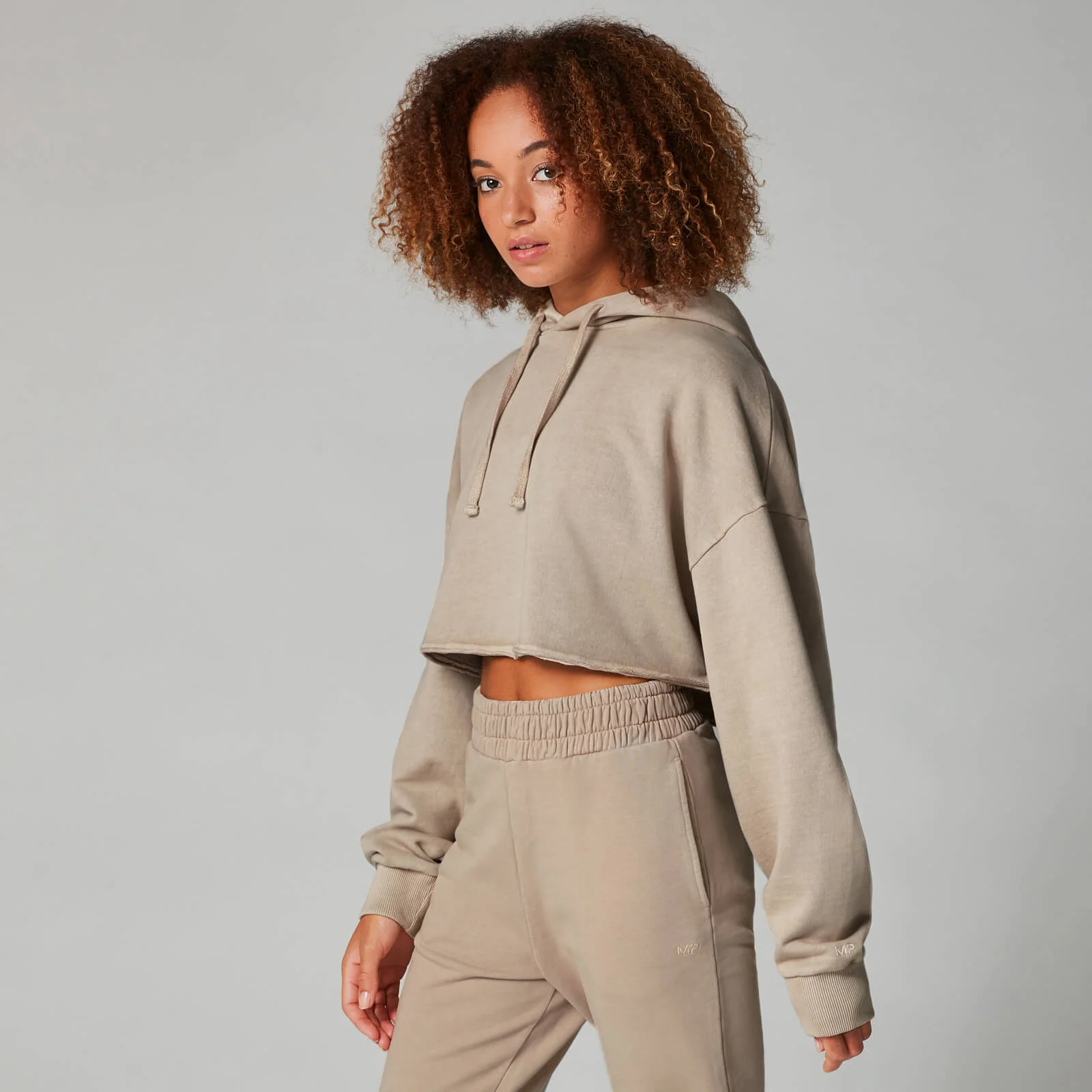 Washed Cropped Hoodie - Bruin - XS Afbeelding 1