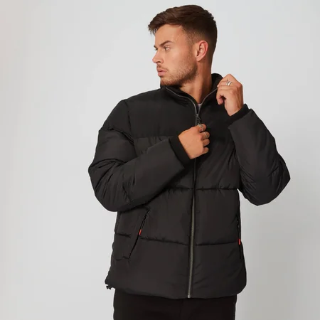 Double Panel Puffer Jacket - Zwart