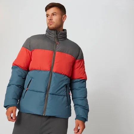 Gekleurde Block Puffer Jacket - Blauw