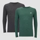 Performance 2 Pack T-Shirts met lange mouwen - Charcoal Marl/Green Marl