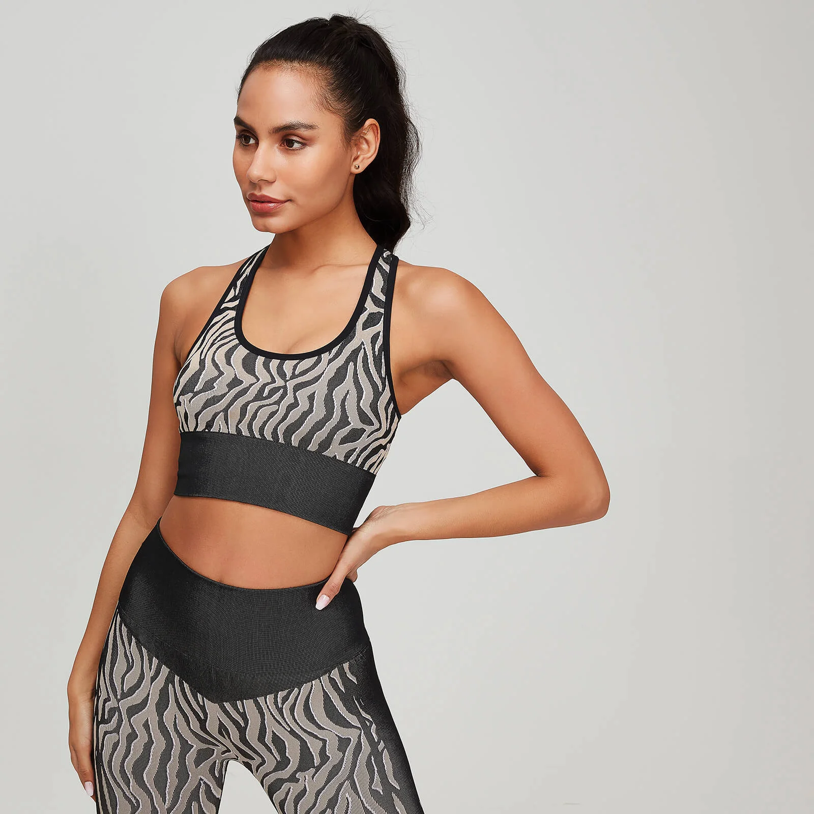 MP Animal Zebra Naadloze Sport BH - Black/Praline - XS Afbeelding 1