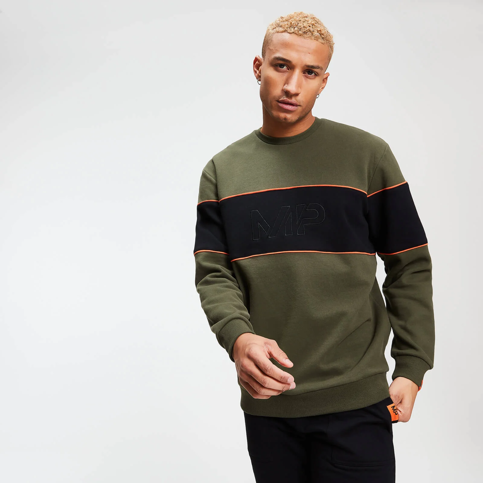 MP Men's Rest Day Stripe Sweatshirt - Army Green - XS Afbeelding 1