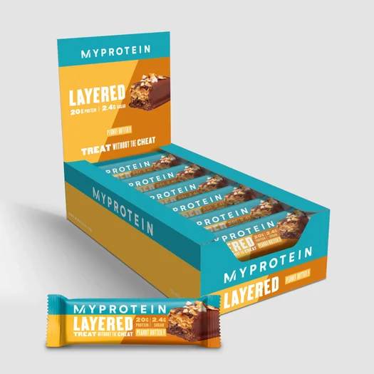 Eiwitreep met laagjes - 12 x 60g - Pindakaas