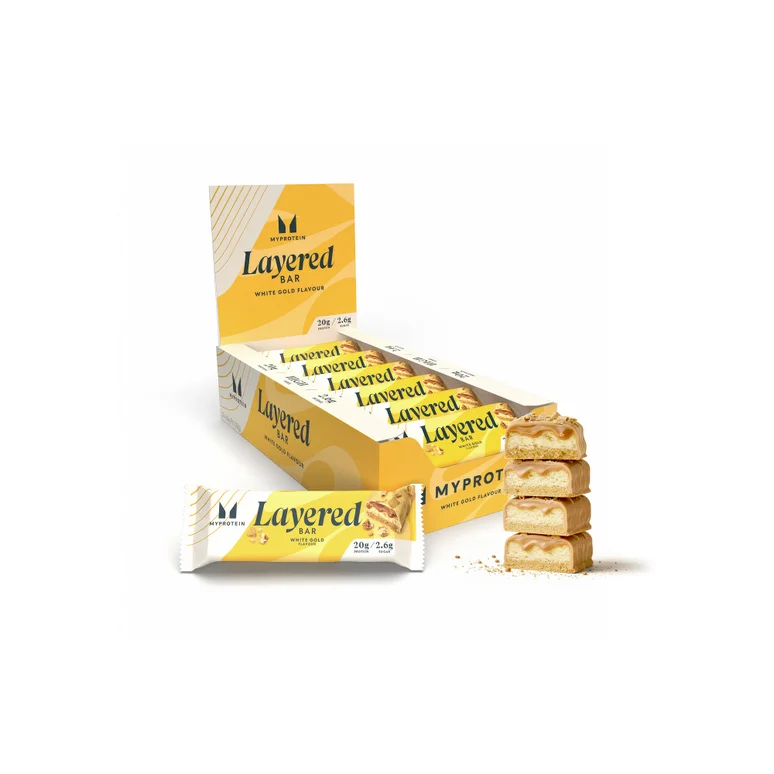 Eiwitreep met laagjes - 12 x 60g - Wit Goud