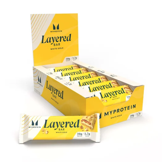 Eiwitreep met laagjes - 12 x 60g - Wit Goud