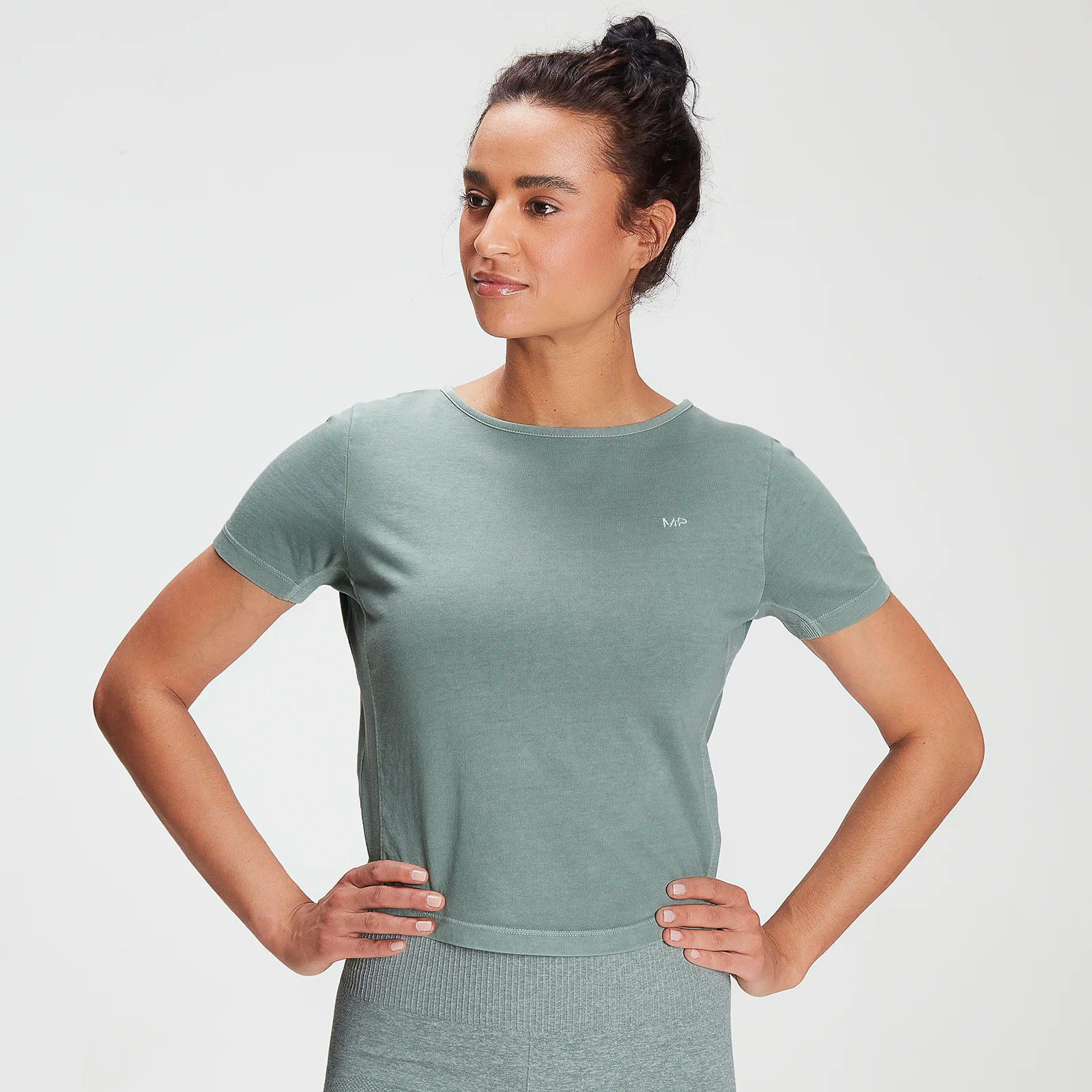MP Women's Training Washed Tie Back T-shirt - Washed Green - XXS Afbeelding 1