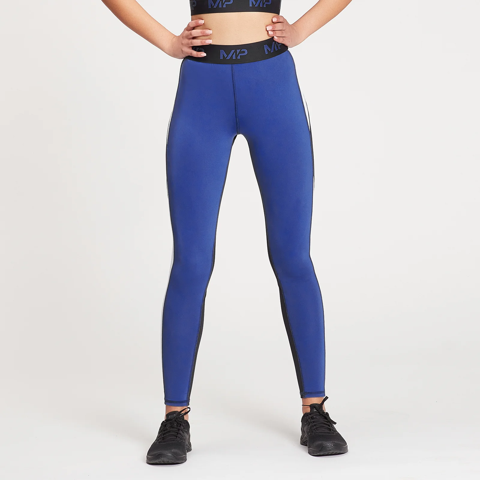 MP Women's Engage Colour Block Leggings - Black / White / Cobalt - XXS Afbeelding 1