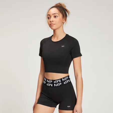 MP Vrouwen Curve Crop T-shirt met korte mouwen - Zwart