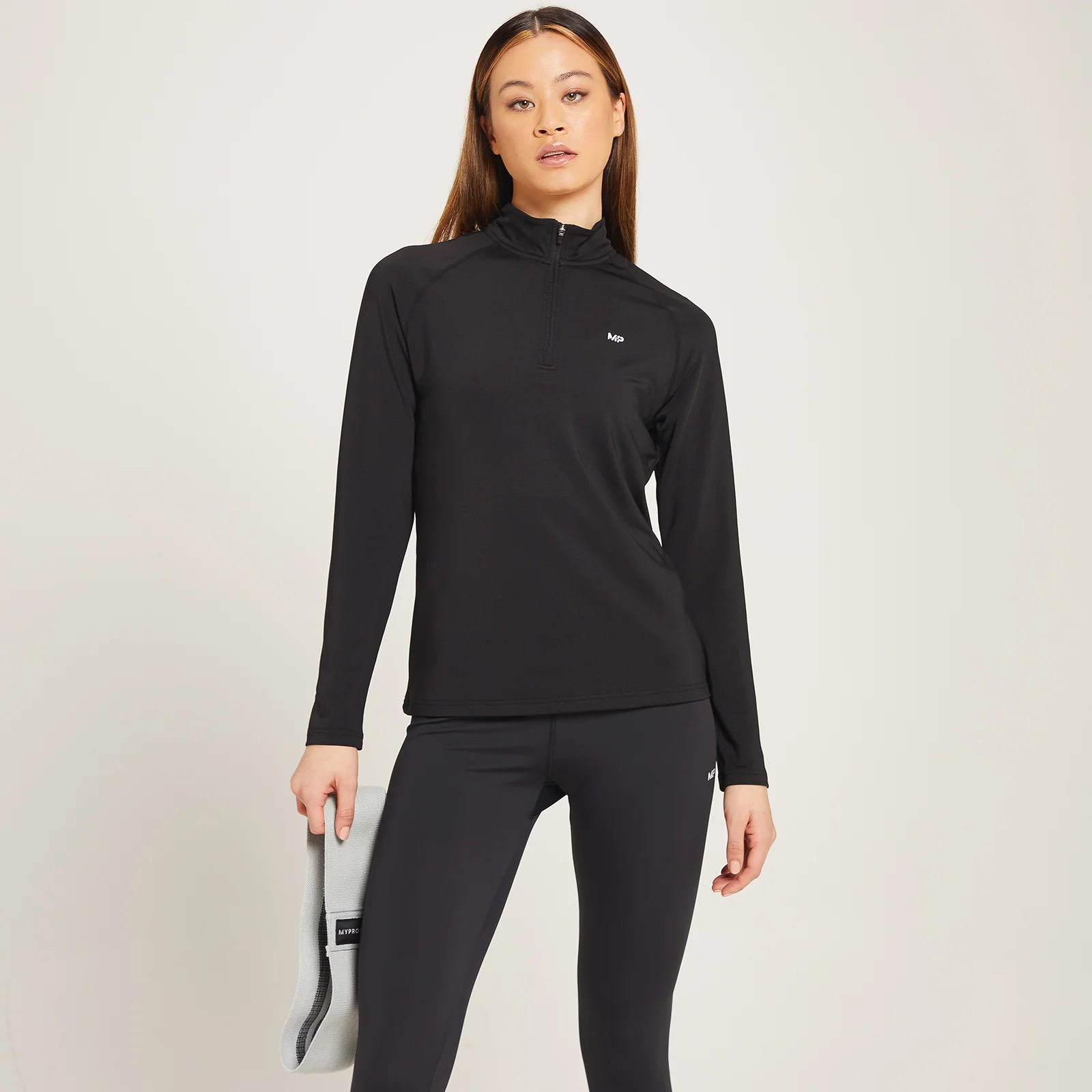 MP Linear Mark sporthemd met kwartrits voor dames - Zwart - XXS Afbeelding 1