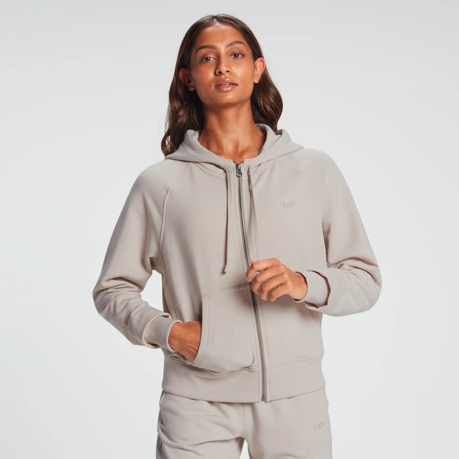 MP Rest Day hoodie met volledige rits voor dames - Lichtgrijs (Bone Grey) - XXS Afbeelding 1