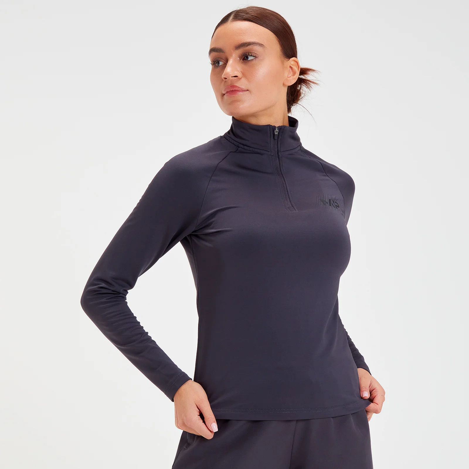 MP Women's Linear Line Graphic 1/4 Zip - Gun Metal - XXS Afbeelding 1