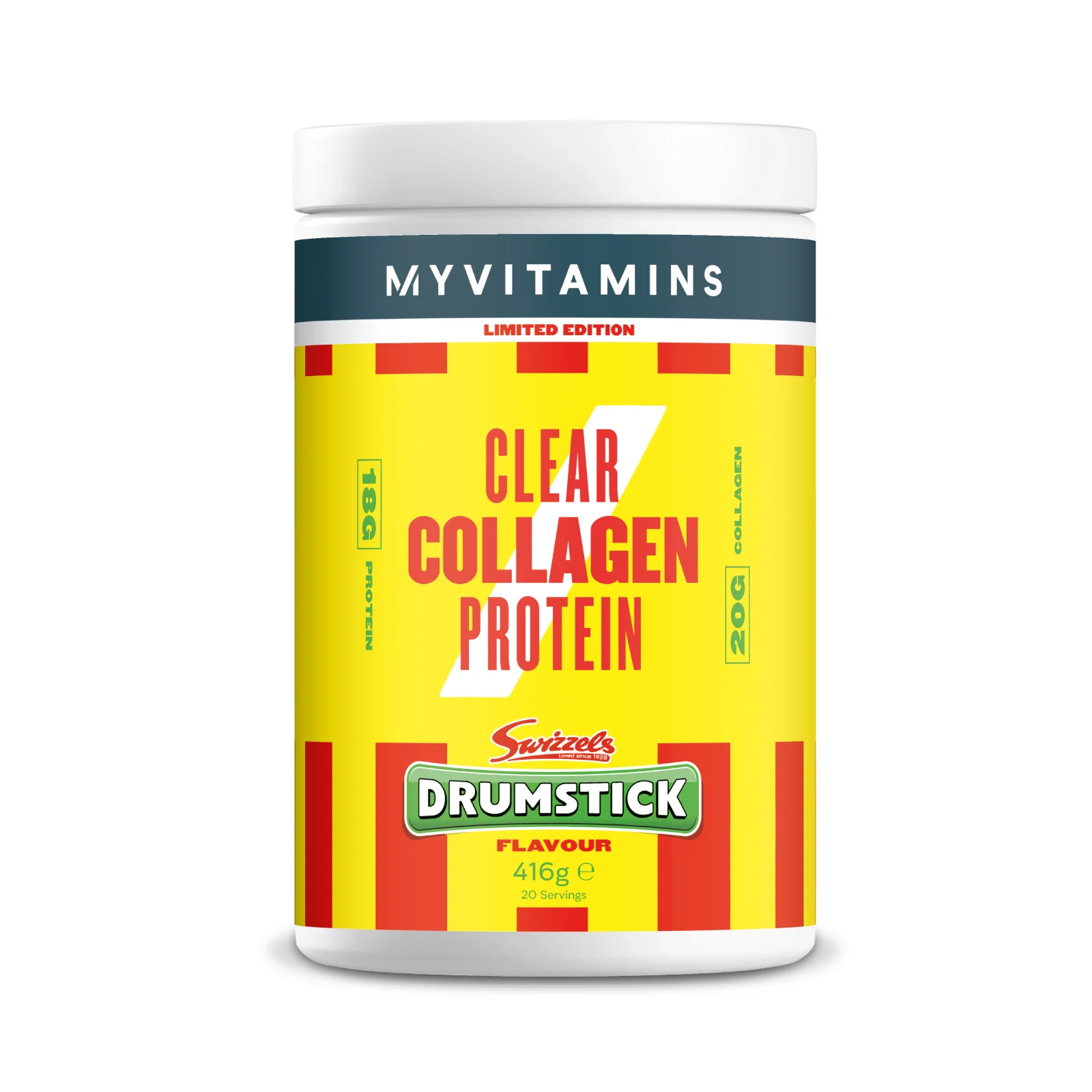 Clear Collageen — Drumstick (Swizzels) - 20servings - Refresher Afbeelding 1