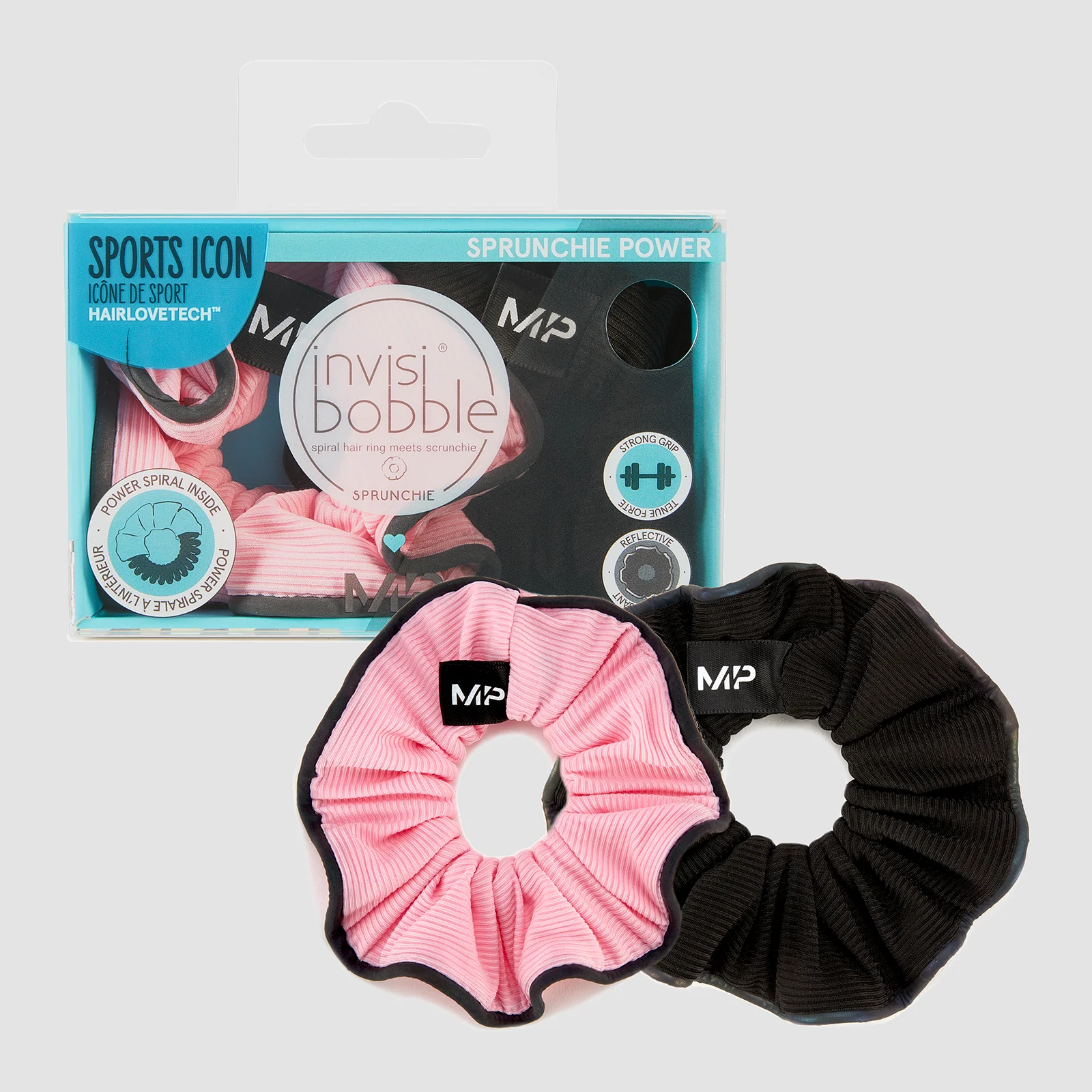 MP X Invisibobble® Reflecterende Power haarwokkel - Zwart/Roze - 2-DELIG Afbeelding 1