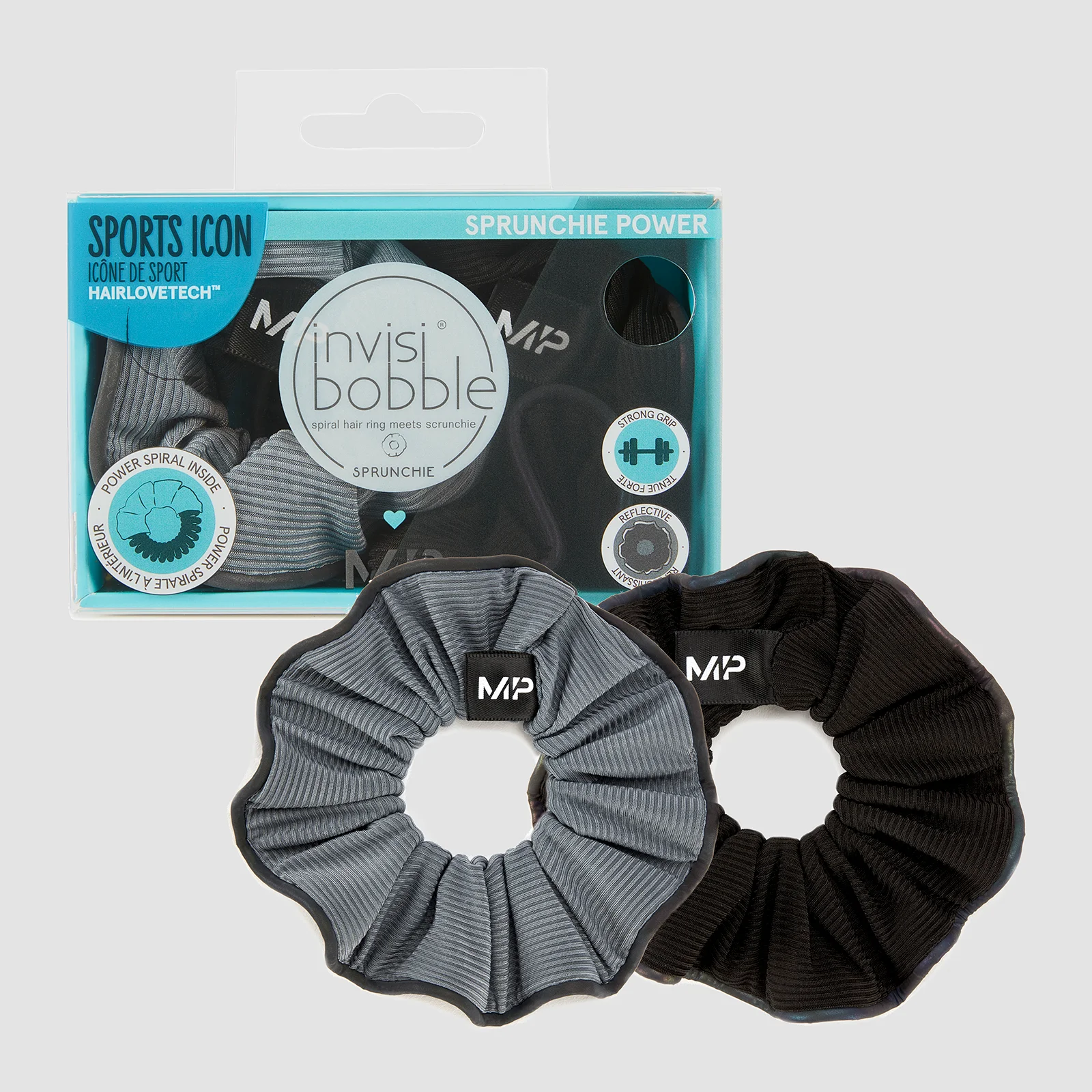 MP X Invisibobble® Reflecterende Power haarwokkel - Zwart/IJsblauw - 2-DELIG Afbeelding 1
