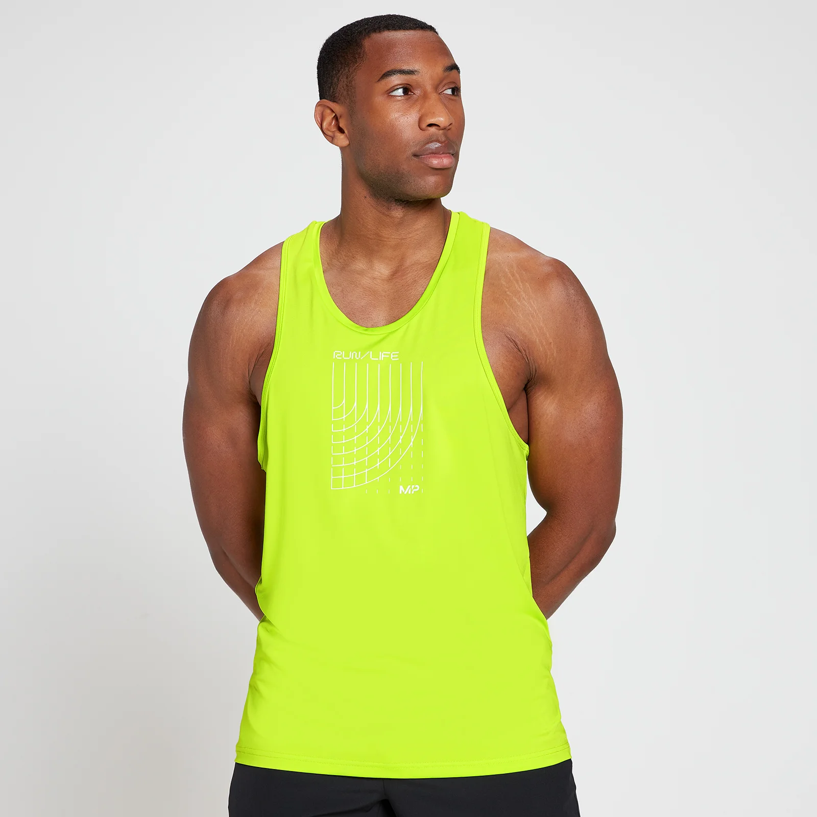 MP Run Graphic sporthemd met halternek voor heren - Limoengroen - XXS Afbeelding 1