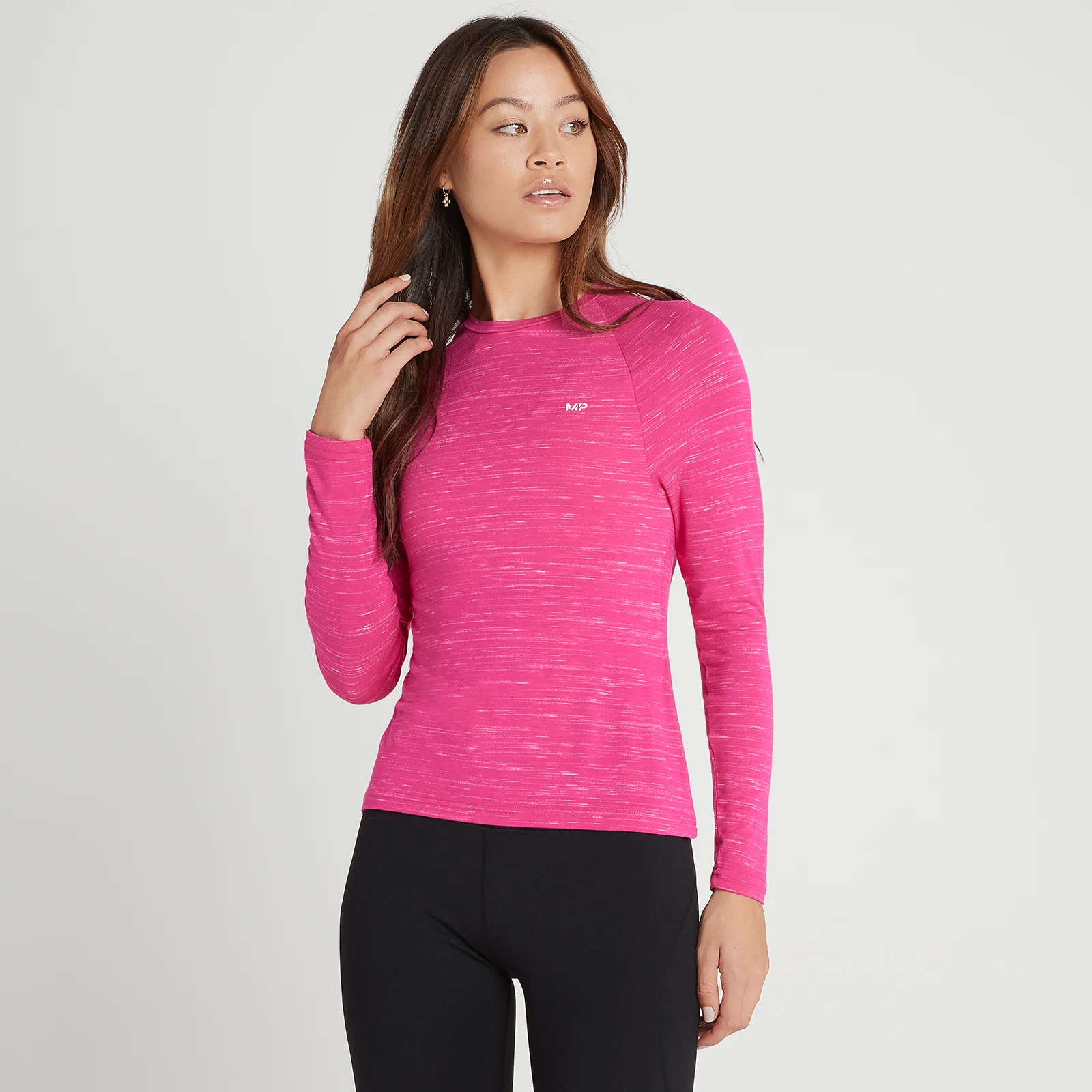 MP Performance sportshirt met lange mouwen voor dames - Magenta gemêleerd met witte vlek - XXS Afbeelding 1