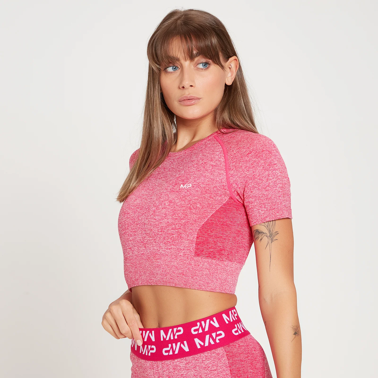 MP Curve cropped T-shirt met korte mouwen voor dames - Magenta - XXS Afbeelding 1