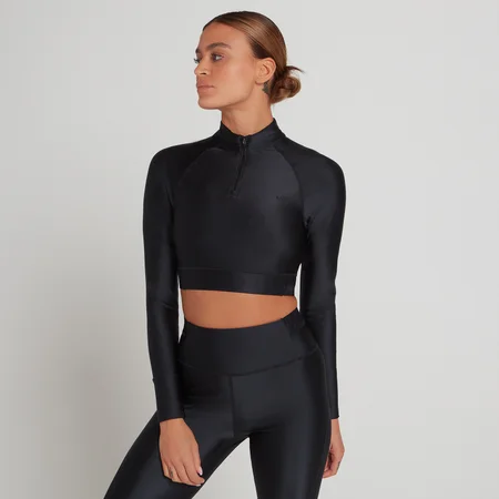 MP Engage cropped shirt met lange mouwen en kwartrits voor dames - Zwart