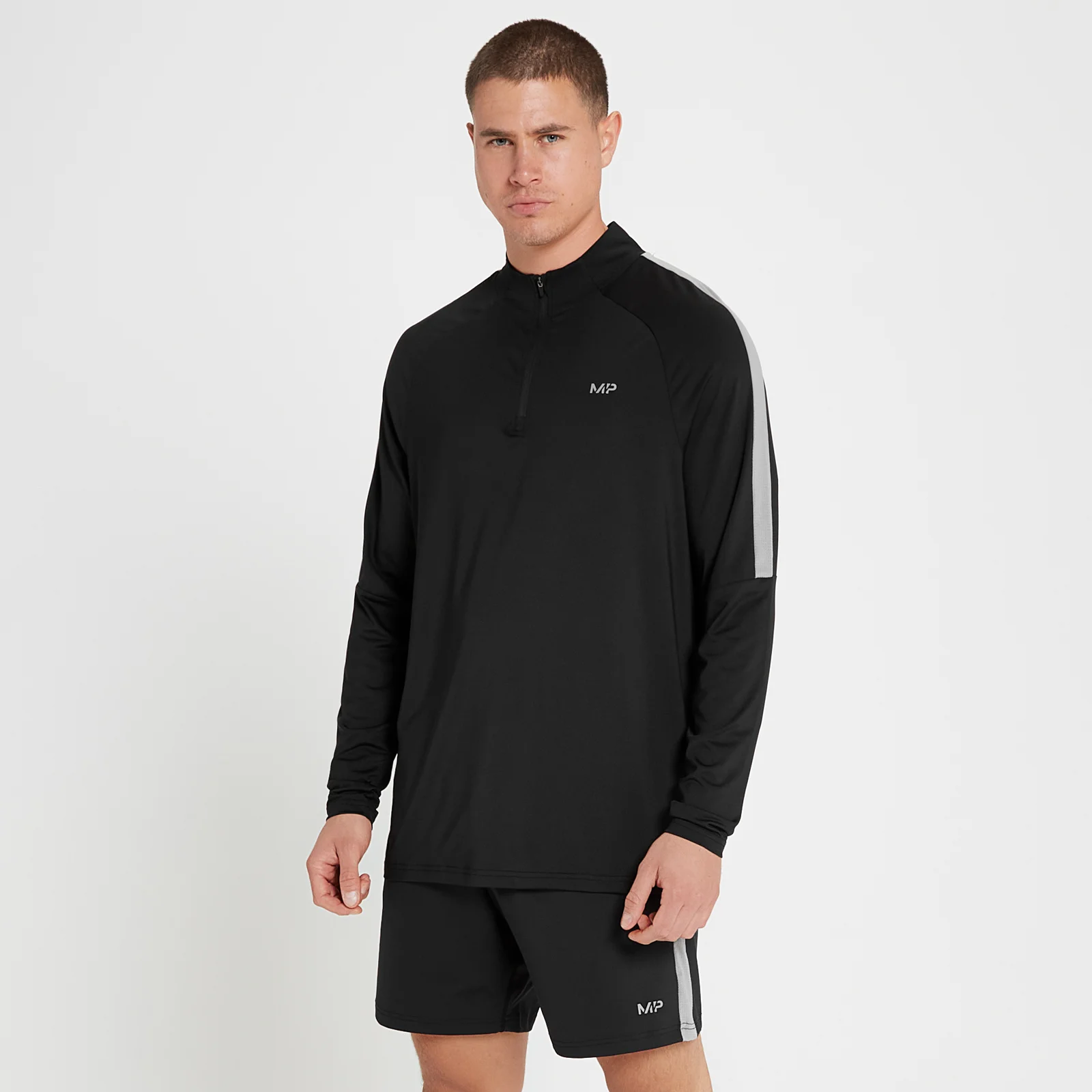 MP Tempo shirt met kwartrits voor heren - Zwart - XXS Afbeelding 1