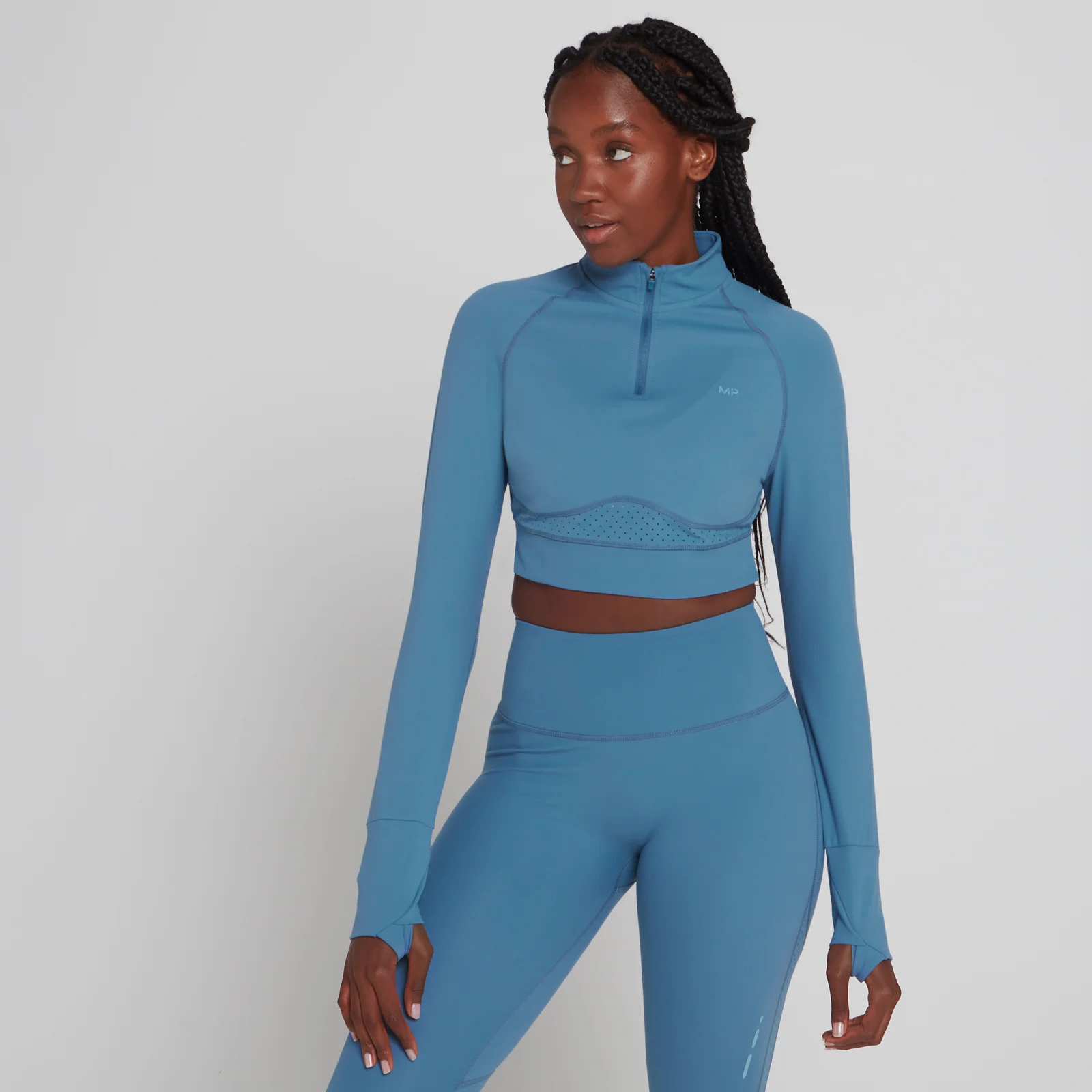 MP Power Ultra cropped shirt met kwartrits voor dames - Maanlichtblauw - XXS Afbeelding 1