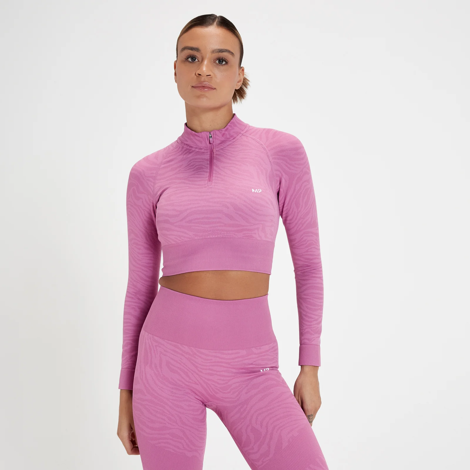 MP Tempo naadloze croptop met kwartrits voor dames - Bloesem roze zebra - XXS Afbeelding 1