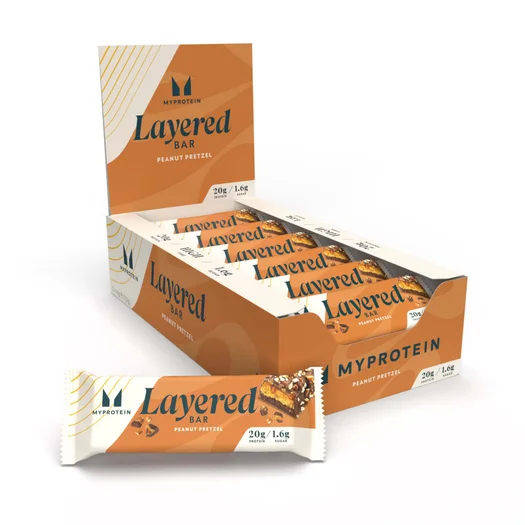 Eiwitreep met laagjes - 12 x 60g - Chocolate Peanut Pretzel