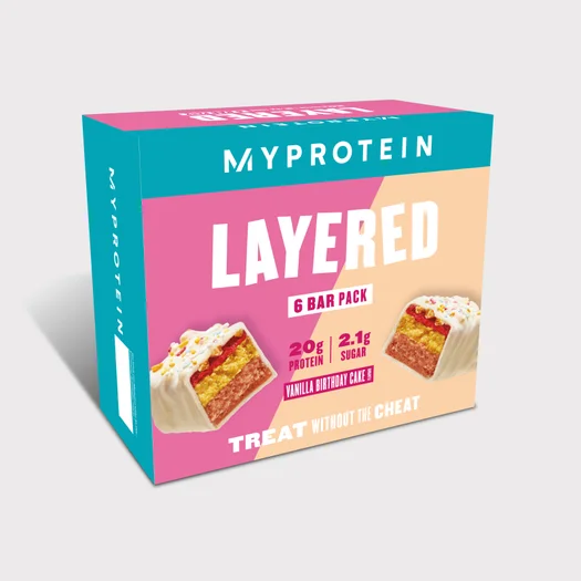 6 Layer Protein Bar - 6 x 60g - Vanille Verjaardagstaart
