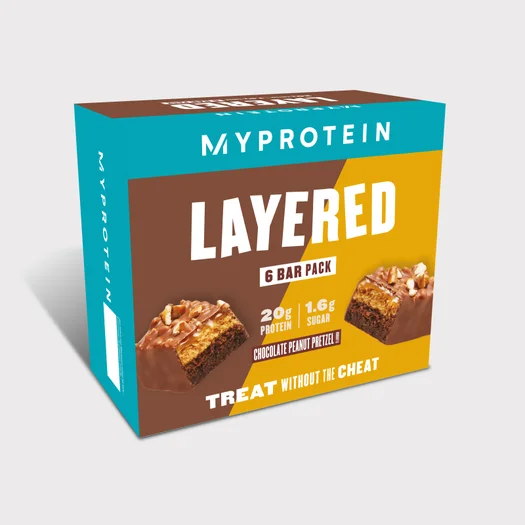 6 Layer Protein Bar - 6 x 60g - Chocolade Pindakaas Pretzel - Nieuw
