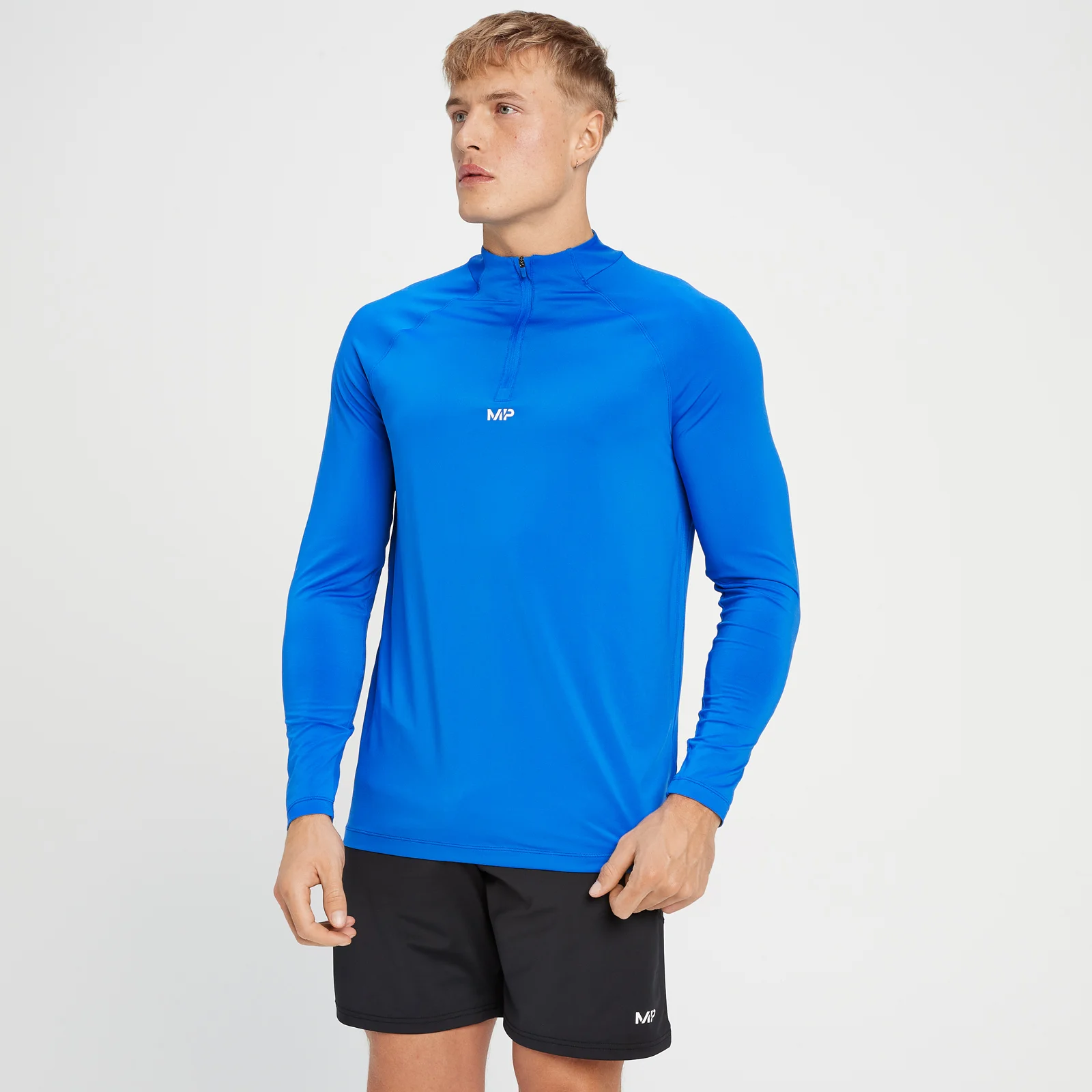 MP Tempo shirt met kwartrits voor heren - Elektrisch blauw - XXS Afbeelding 1