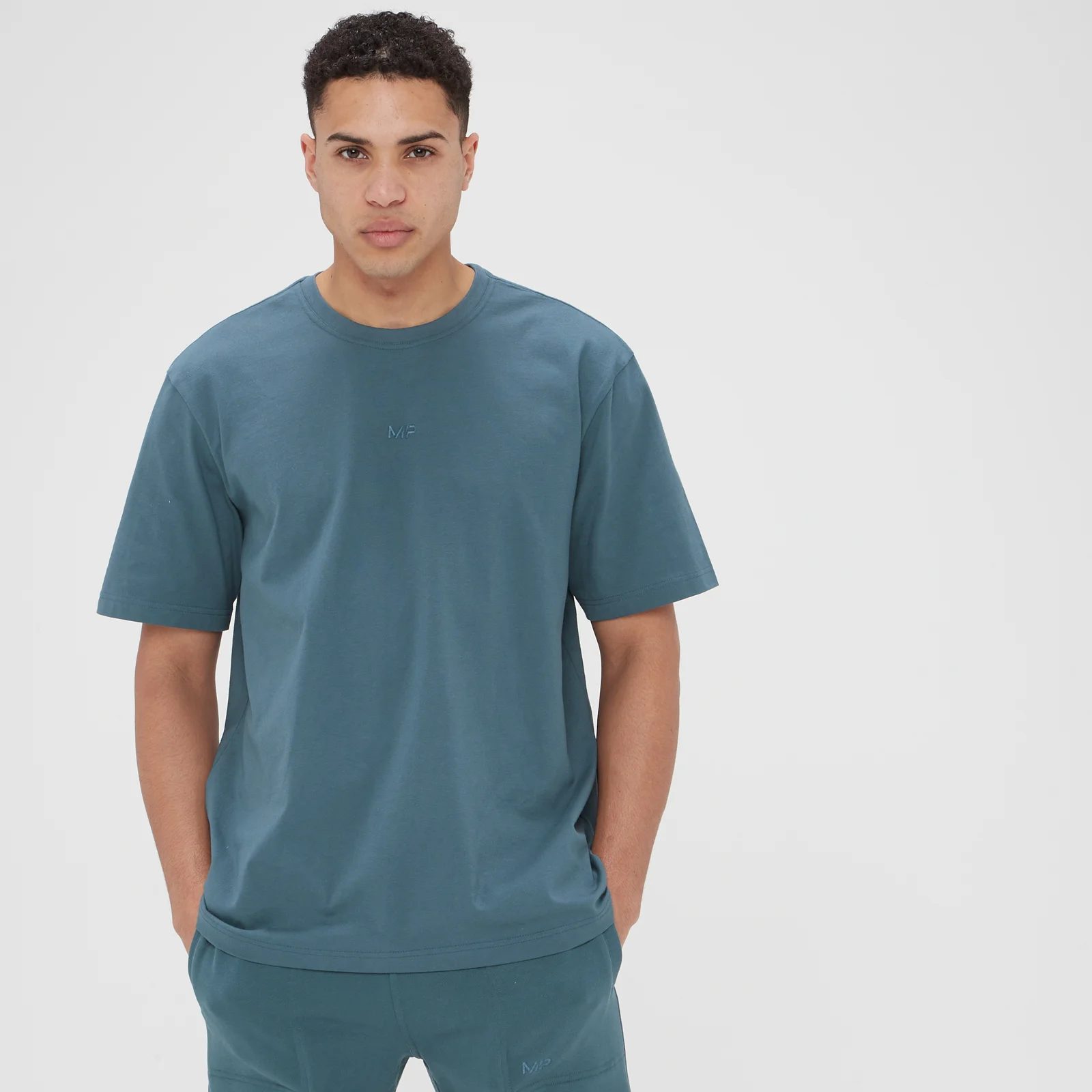 MP Adapt oversized T-shirt voor heren - Rookblauw - XXS Afbeelding 1