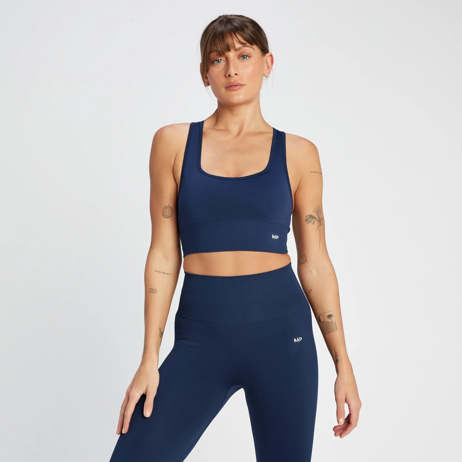MP Women's Shape Seamless Cross Strap Sports Bra - Navy - XXS Afbeelding 1