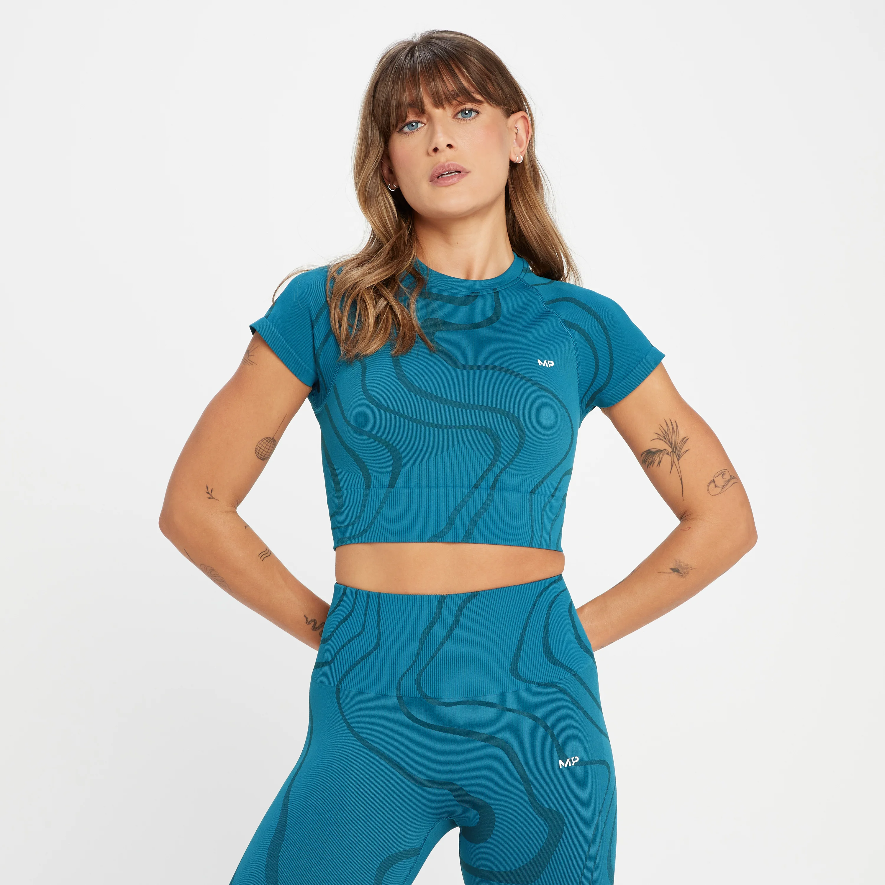 MP Tempo Wave naadloze croptop voor dames - Groenblauw - XXS Afbeelding 1