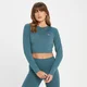 MP Rest Day cropped T-shirt met lange mouwen en nauwsluitende pasvorm voor dames - Rookblauw
