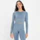 MP Shape naadloze croptop met lange mouwen voor dames - Kiezelblauw