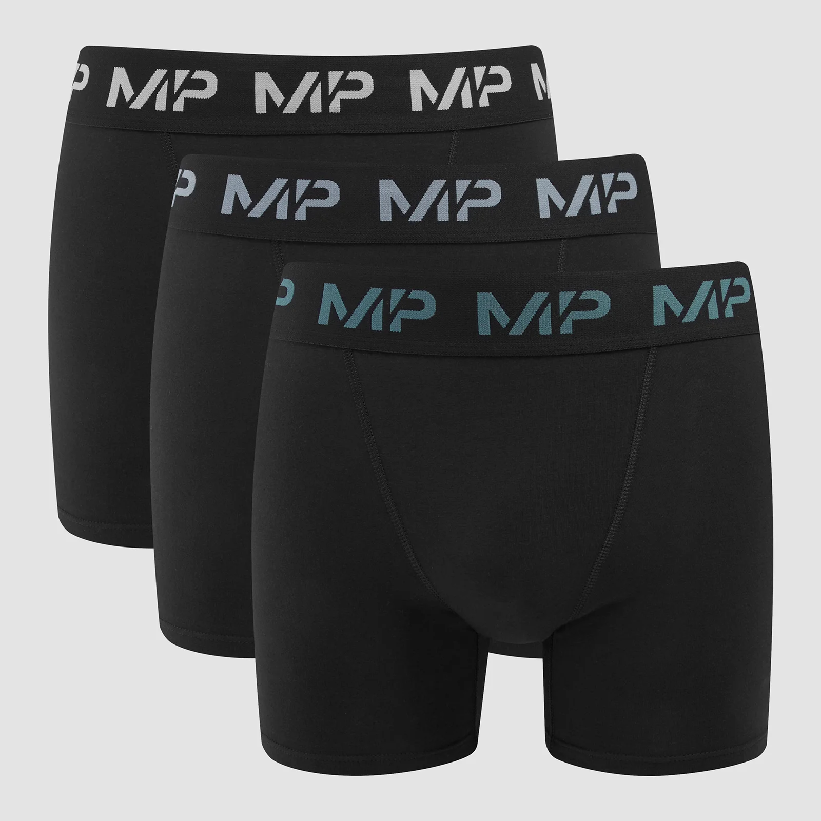 MP gekleurde boxershorts voor heren met logo (3-delig) Zwart/Rookblauw/Kiezelblauw/Schemergrijs - XXS Afbeelding 1