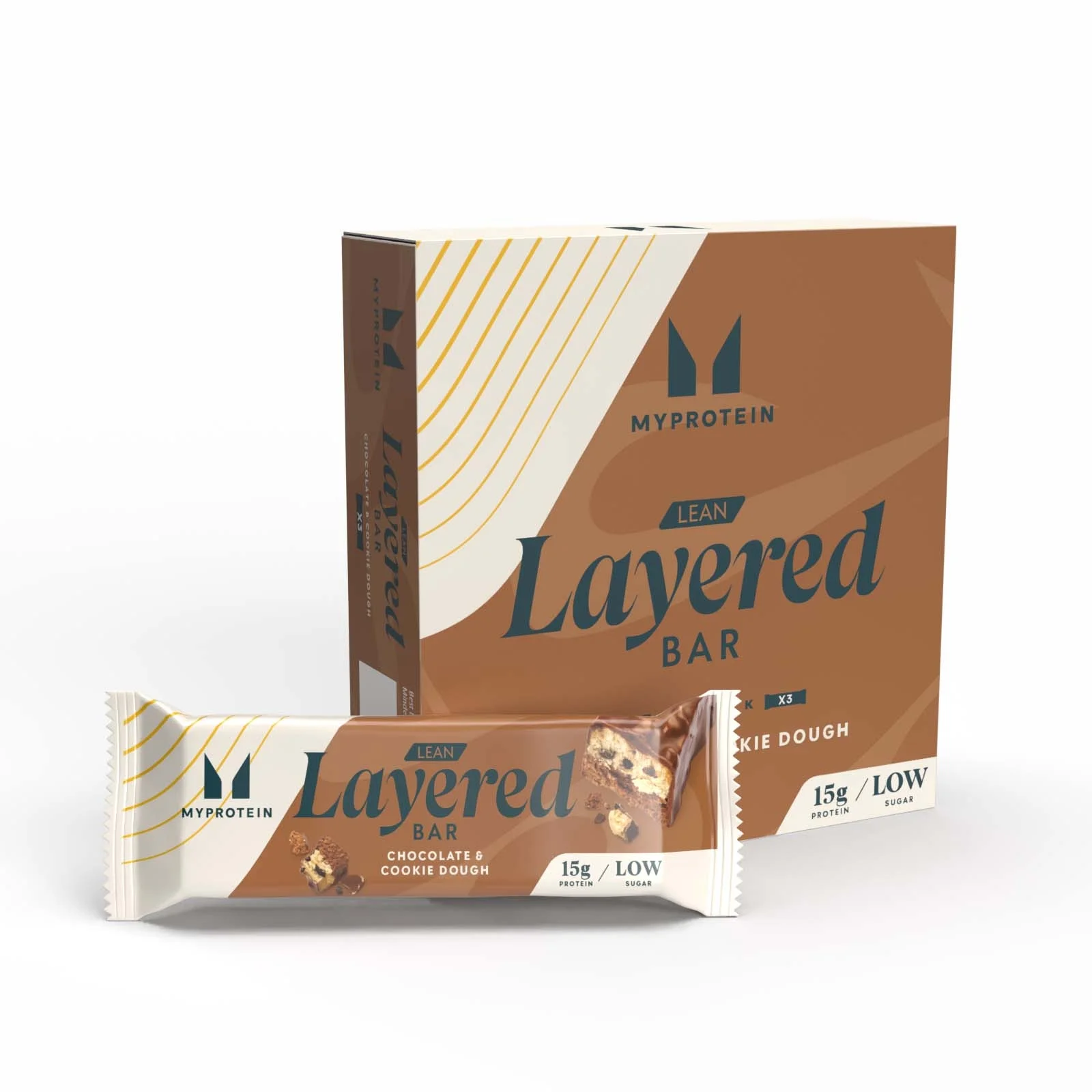 Lean Layered Protein Bar - 3 x 40g - Chocolade en Cookie Dough Afbeelding 1