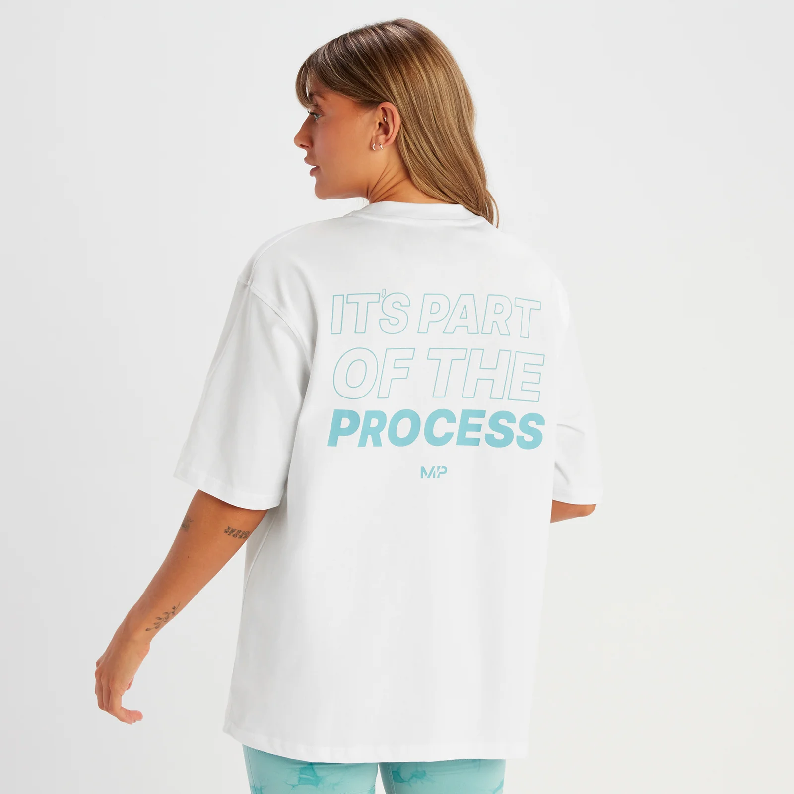 MP Slogan T-shirt - Wit/blauw - XS Afbeelding 1