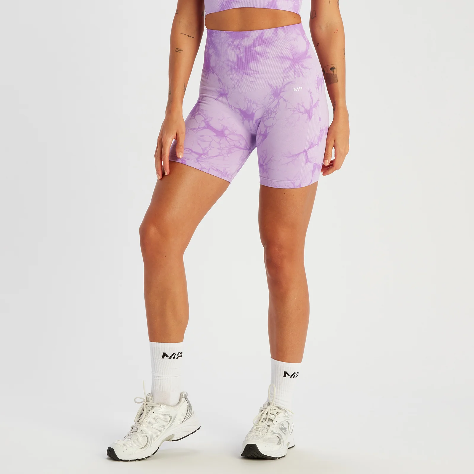 MP Shape naadloze fietsshort voor dames - Paarse tie-dye - XS Afbeelding 1