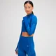 MP Tempo Ultra naadloze croptop met kwartrits en lange mouwen voor dames - Golfblauw
