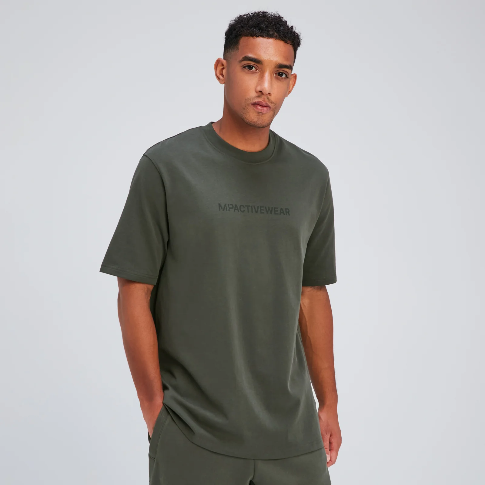 MP Rest Day oversized T-shirt voor heren - Taupe-groen - XS Afbeelding 1