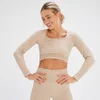 MP x Tatiana naadloze croptop met lange mouwen - Crème