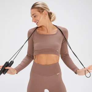 MP x Tatiana naadloze croptop met lange mouwen - Hazelnootbruin - Size S