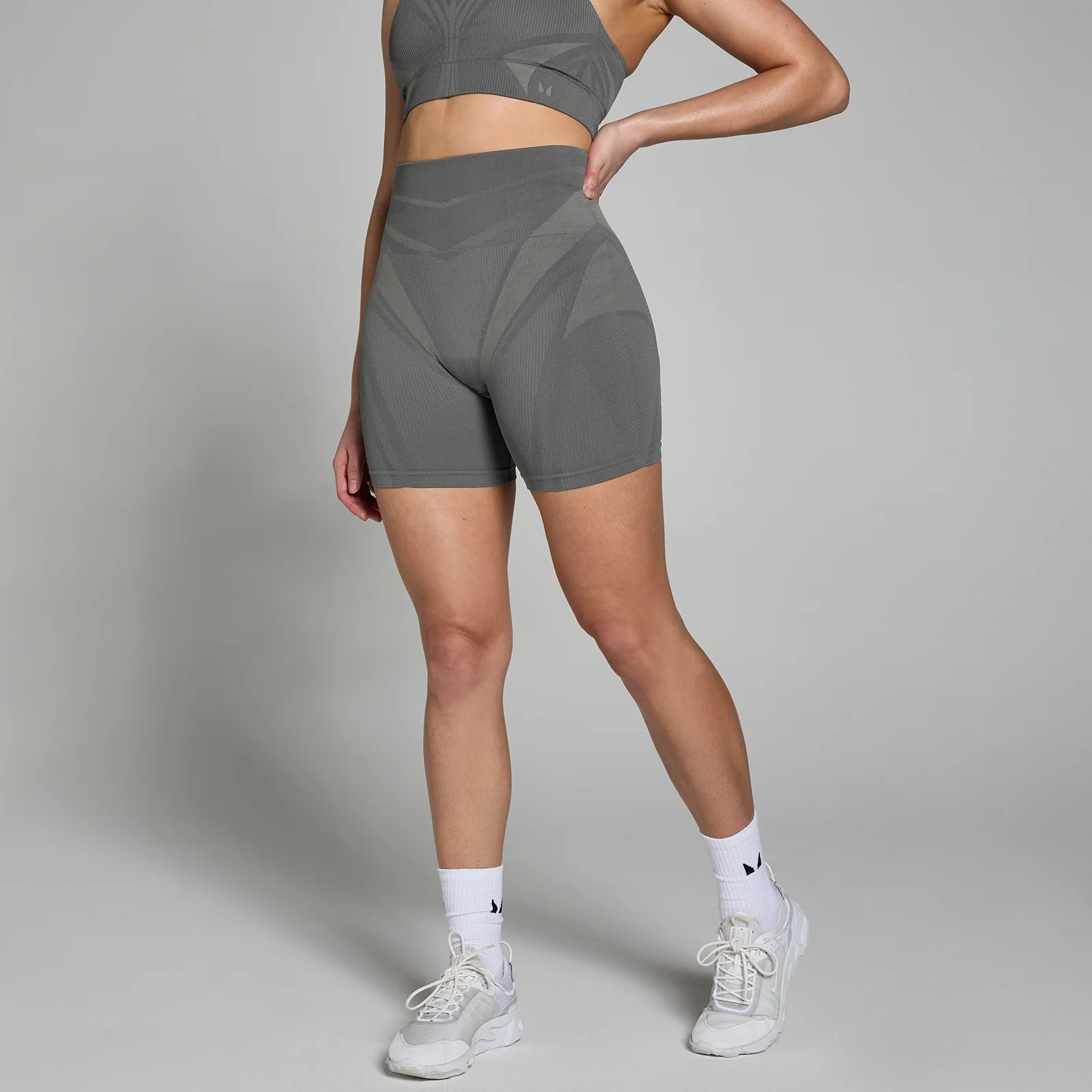 MP Tempo Ultra Geometric naadloze bootyshort - Koolstofgrijs - XS Afbeelding 1