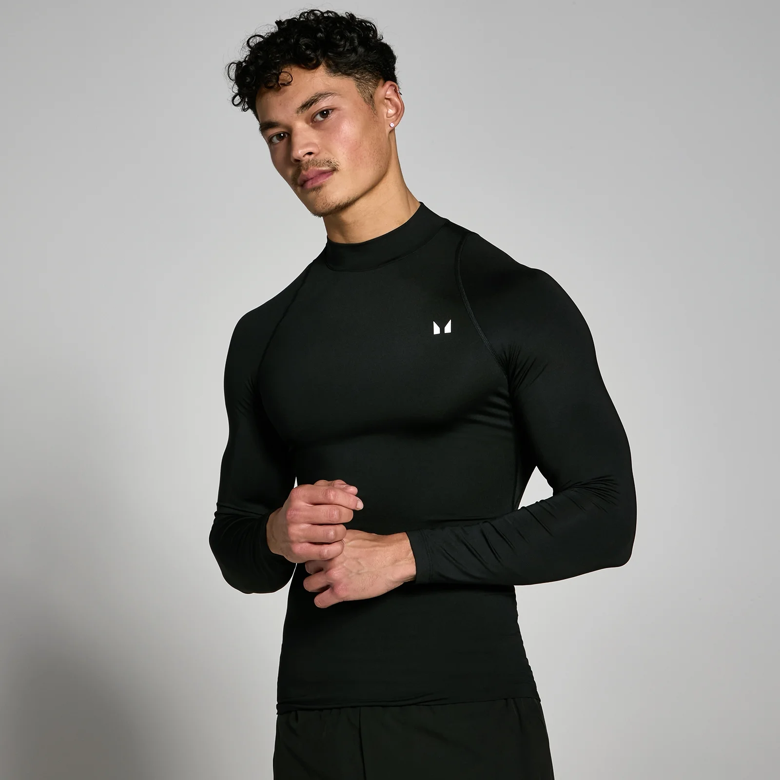 MP basislaag trainingsshirt met hoge hals en lange mouwen voor heren - Zwart - XS Afbeelding 1